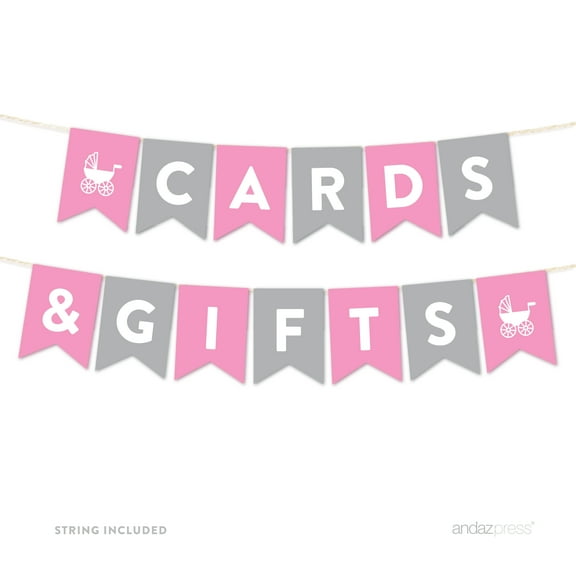 Cards & Gifts Gray Girl Baby Shower Hanging Pennant Garland Party Banner