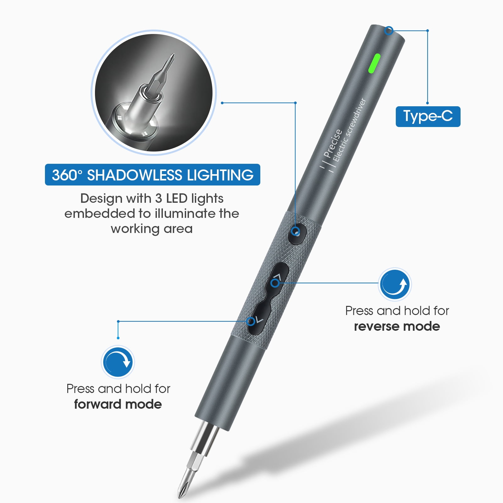 E·Durable Mini Electric Screwdriver Set 28 in 1 Cordless Power Precision Screwdriver Set with 24 Bits Rechargeable Portable Magnetic Repair Tool Kit with LED Lights for Camera Laptop Phone Watch
