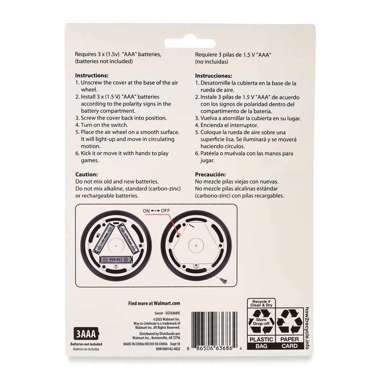 Way To Celebrate Easter Battery Operated Air Wheel Toy, Soccer 