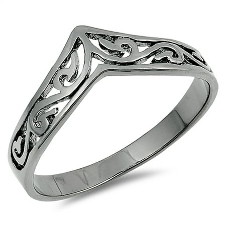925 Sterling Silver Filigree Ring - CHOOSE YOUR COLOR Filigree Celtic Black-Tone Thumb Ring New .925 Sterling Silver Band