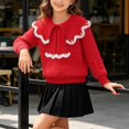 thumbnail image 5 of Jalioing Girls Cute Sweaters Long Sleeve Collared Sweater Pullover Fashion Casual Thermal Knit Tops Winter Clothes, 5 of 7