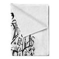 thumbnail image 2 of Halloween Soft Flannel Fleece Throw Blanket, Sketchy Spooky Tree Scary Design Objects and Wicked Witch Broom Abstract, Cozy Plush for Indoor and Outdoor Use, 50" x 60", Black White, by Ambesonne, 2 of 5