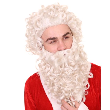 HPO Adult Men's Merry Christmas Xmas Party Deluxe Santa Claus Wig and Beard Set Synthetic Fiber