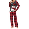 thumbnail image 4 of BLTIBY Christmas Pajama Sets for Women Xmas Printed Round Neck Long Sleeve Pullover Top Long Pants Lounge Set Sleepwear with Pockets Comfortable Red 2 L, 4 of 6