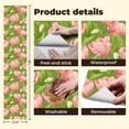 thumbnail image 5 of Sage Green Peel and Stick Wallpaper Pink Tulip Floral Green Soft Green Leaves Petals Wall Mural 23.6in x 9.8ft Self Adhesive Removable Wall Paper Renter Friendly Wallpaper for Girls Bedroom, 5 of 8