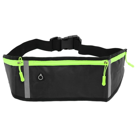 Unique Bargains 1 Pc Three Pocket Running Waist Pack for Hiking Gym Black EVA