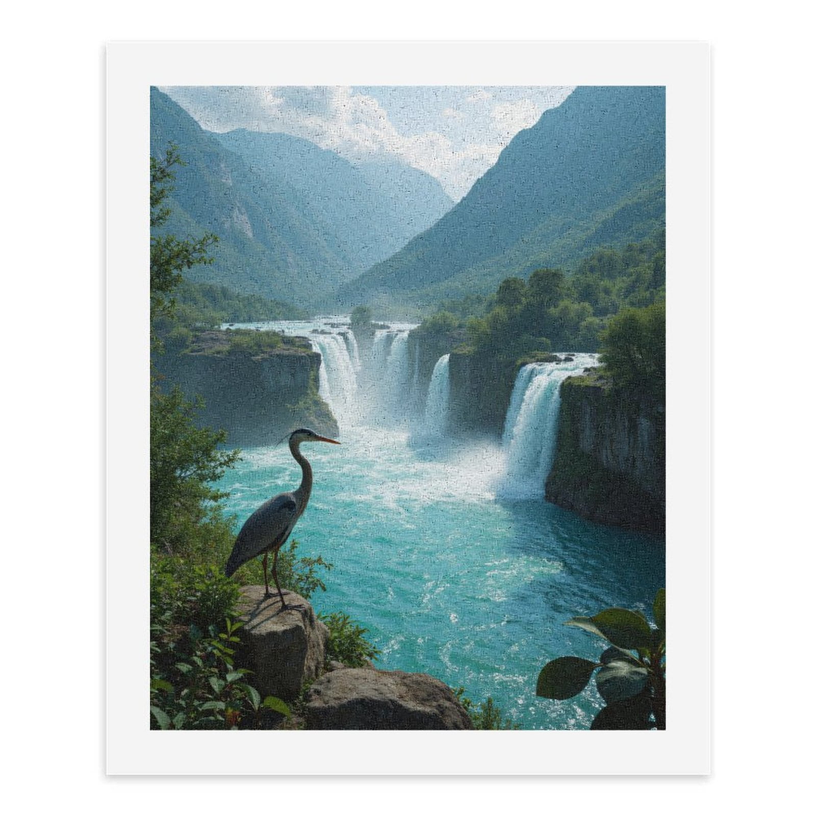 Paint By Numbers Kit for Adults Beginner - DIY Majestic Waterfall Serene Landscape Bird Canvas Painting Kits for Adults, Frameless Paint By Number for Adults for Home Wall Decor 16x20 Inch