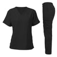 thumbnail image 2 of Scrubs for Women Set 2 Piece Stretch V Neck Scrub Top Jogger Pant with Cargo Pockets 2025 Black S, 2 of 4
