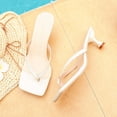 thumbnail image 6 of PiGOGI Women's Pointed Toe Heel Flip Flops Thong Non-Slip Comfortable Sandals Summer White 5.5, 6 of 8