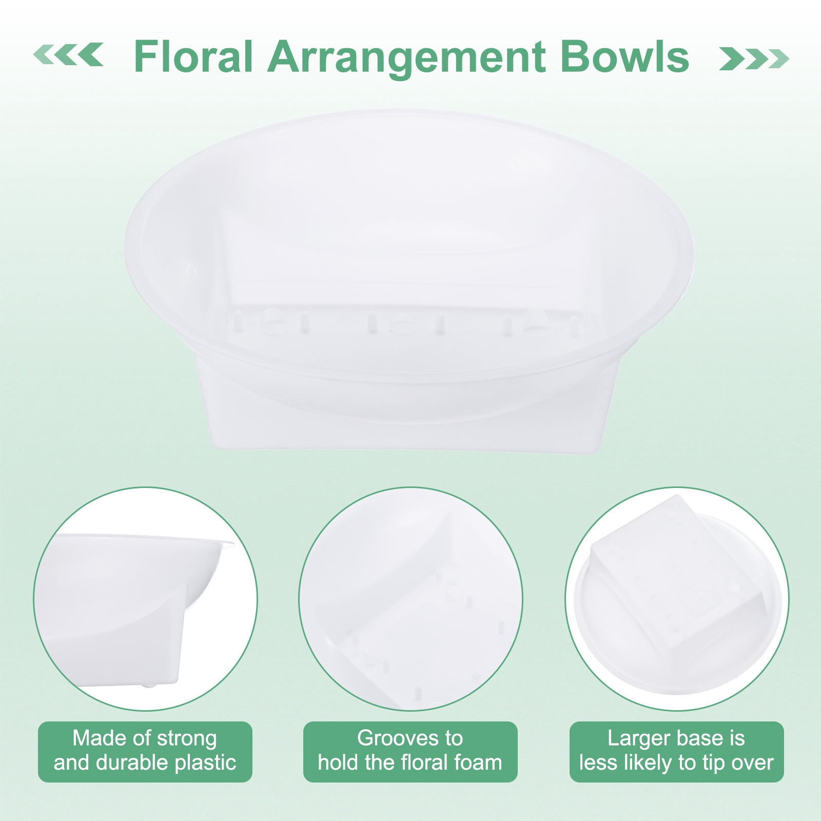 Uxcell 18-Pack Floral Foam Round Bowls, 6.3 Inch Round Arrangements DIY Floral Bowls, Flower Arrangements Round Floral Supplies [White]