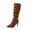 Brown, variant on Luxalzxs Knee High Boots for Women Pointed Toe Suede Boots High Heel Pull On Sexy Fashion Leopard Print Dress Long Slouchy Boot