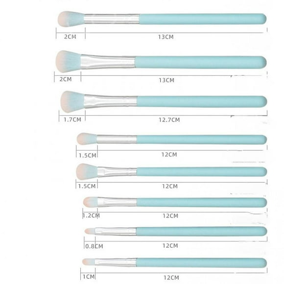 Juego de brochas de maquillaje HUOGUO, mango de madera azul claro, 12 piezas