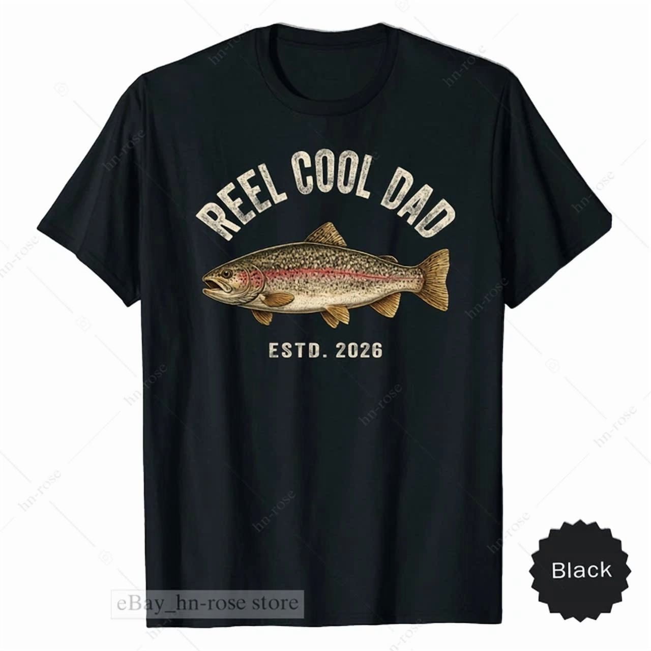 Reel Cool Dad Trout Angler Fly Fishing Fisherman Vintage Gift Family T-Shirt Size S-5XL