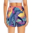 thumbnail image 2 of Lsque Hip-Hop DJ Dolphin Printed Women's Running Shorts with Liner Pockets,Elastic Quick Dry Workout Athletic Gym Yoga Shorts,Womens High Waist Shorts-, 2 of 9