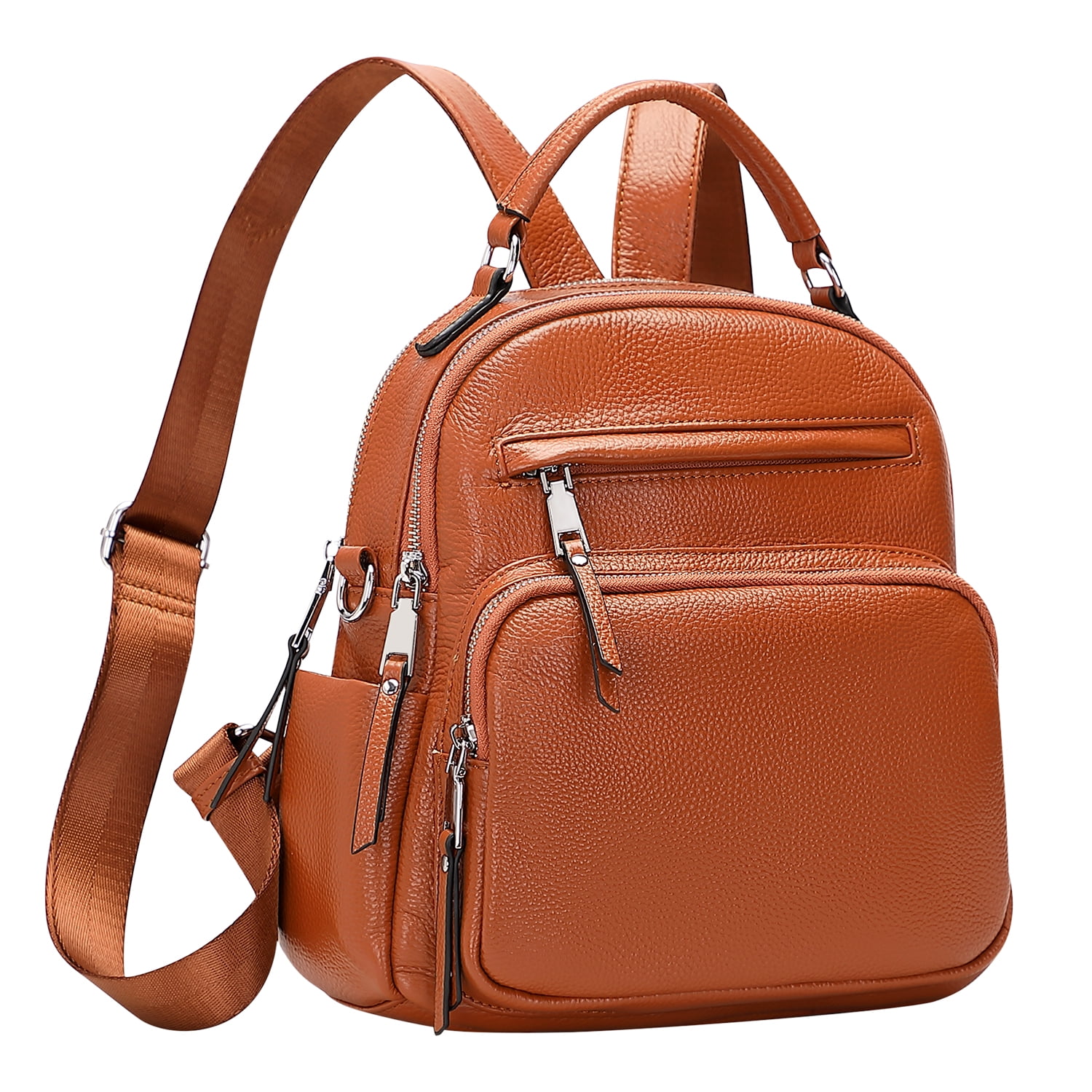 ALTOSY Small Leather Backpack for Women Fashion Shoulder Handbags 4 in 1 to Carry S71 Brown