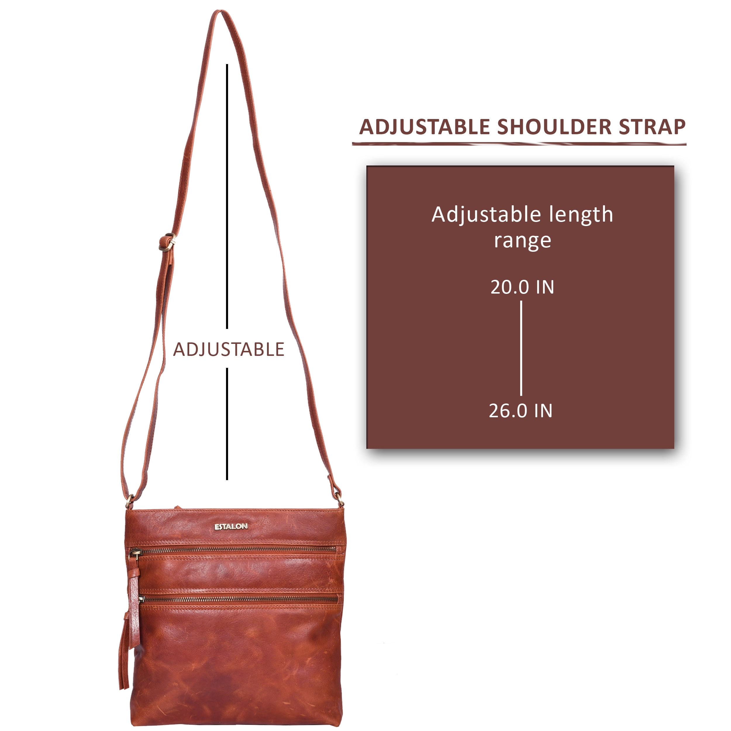 Estalon Women's Genuine Leather Crossbody Handbag, Butterrum