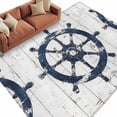 thumbnail image 2 of 6'x9' Area Rugs, Navy Blue Retro Coastal Indoor Outdoor Area Rug for Living Room Bedroom, Nautical Summer Vintage Rudder Washable Bathroom Rugs Kitchen Floor Carpet Mats Home Decor Aesthetic, 2 of 8