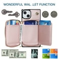 thumbnail image 4 of Crossbody Wallet Case for iPhone 14 Plus, RFID Blocking PU Leather Zipper Handbag Purse Flip Cover, Kickstand Case with Card Slots Holder Wrist Strap Lanyard For iPhone 14 Plus, Rosegold, 4 of 12