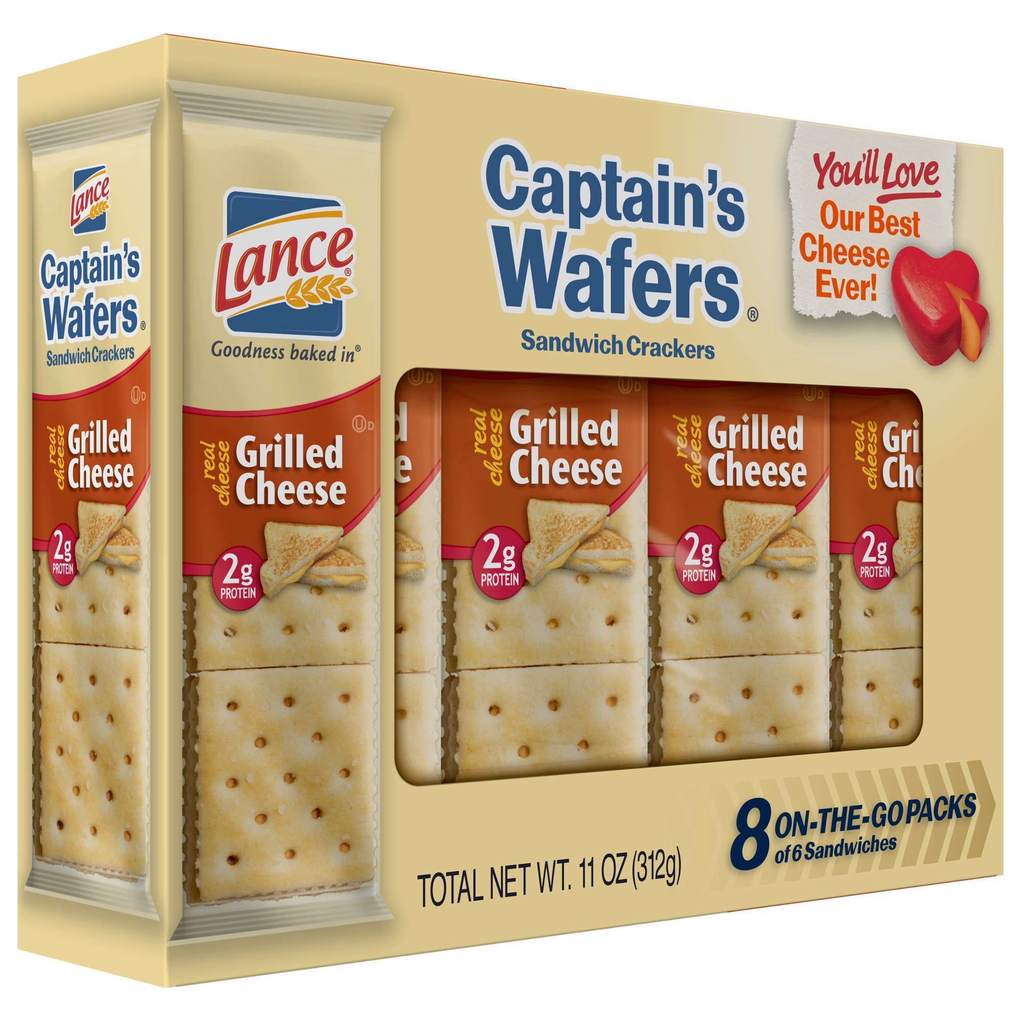 Lance Captain's Wafers Grilled Cheese Crackers 11 oz 8 Count Boxes