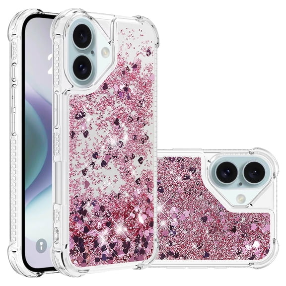 Phone Case for iPhone 16 Plus Cover Sparkle Glitter Floating Liquid Quicksand Shockproof Soft Silicone TPU Bumper Protective Cover for iPhone 16 Plus Case, S1