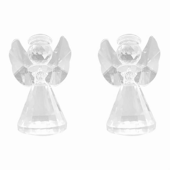 2X Crystal Angel Figurine Decor, Glass Guardian-Angel Statue Figurines Collectibles, for Women