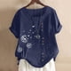 thumbnail image 2 of Mujeres manga corta casual cuello redondo impreso botón suelto túnica camisa blusa tops Pompotops  hkajfhjk467026, 2 of 5