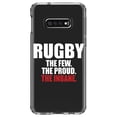 thumbnail image 1 of DistinctInk Clear Shockproof Hybrid Case for Samsung Galaxy S10e (5.8" Screen) - TPU Bumper Acrylic Back Tempered Glass Screen Protector - Rugby The Few The Proud the Insane, 1 of 2