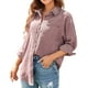thumbnail image 2 of Blusa con bolsillo, camisa de pana para mujer, blusas holgadas de pana para mujer, blusa con cierre de botones, funcionalidad inteligente, 2 of 6