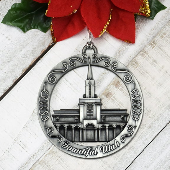 Bountiful Utah Temple Antique Silver Ornament by Ringmasters