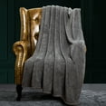 thumbnail image 4 of NTBAY Fluffy Sherpa Throw Blanket for Couch Sofa, Ultra Soft, Warm and Lightweight Shaggy Blanket, 51"x67", Dark Gray, 4 of 5