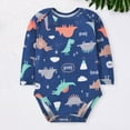 thumbnail image 2 of lnmuld Soft Long Sleeve Solid Color Bodysuit Cute Print Romper for Baby Boys Comfortable Daily Wear Outfit Size:6-9 Months, 2 of 3