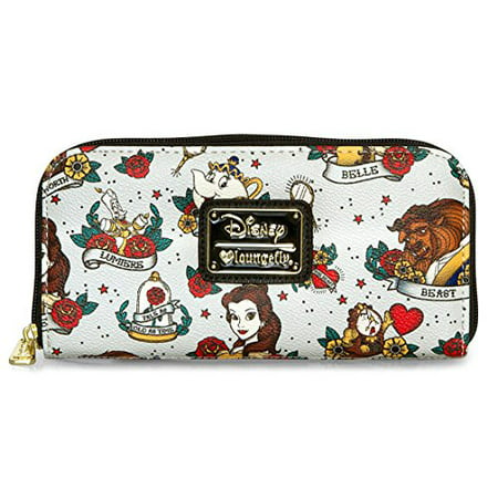 Loungefly Disney Beauty And The Beast Tattoo All Over Print Zip Around