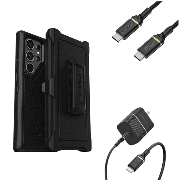 OtterBox Kickstand Holster Cell Phone Case for Samsung Galaxy S23 with Charger, Black