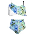 thumbnail image 4 of ibuvkizy Tankinis Swimsuits for Women Clearance Loose Modest Two Piece Bathing Suits Ladies Fashion Multicolor Retro Print Swimming Trunks Sling Women Split Swimsuit Bikini Sets for Women's Plus Size, 4 of 5