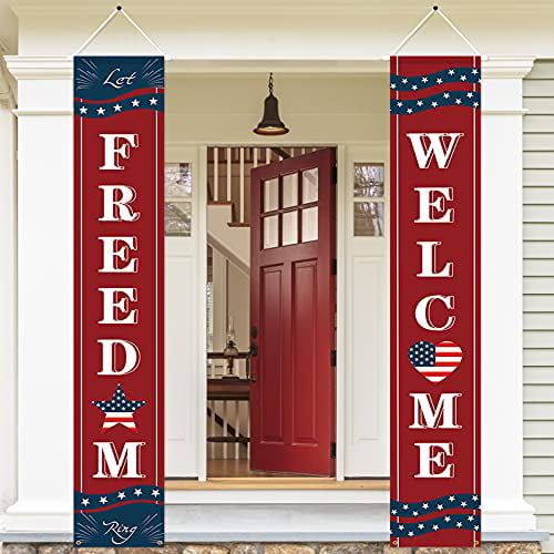 PATRIOTIC CAT HANGING BANNER JULY 4TH-NEW YEARS DECORATION INDOOR OUTDOOR NI-PKG 
