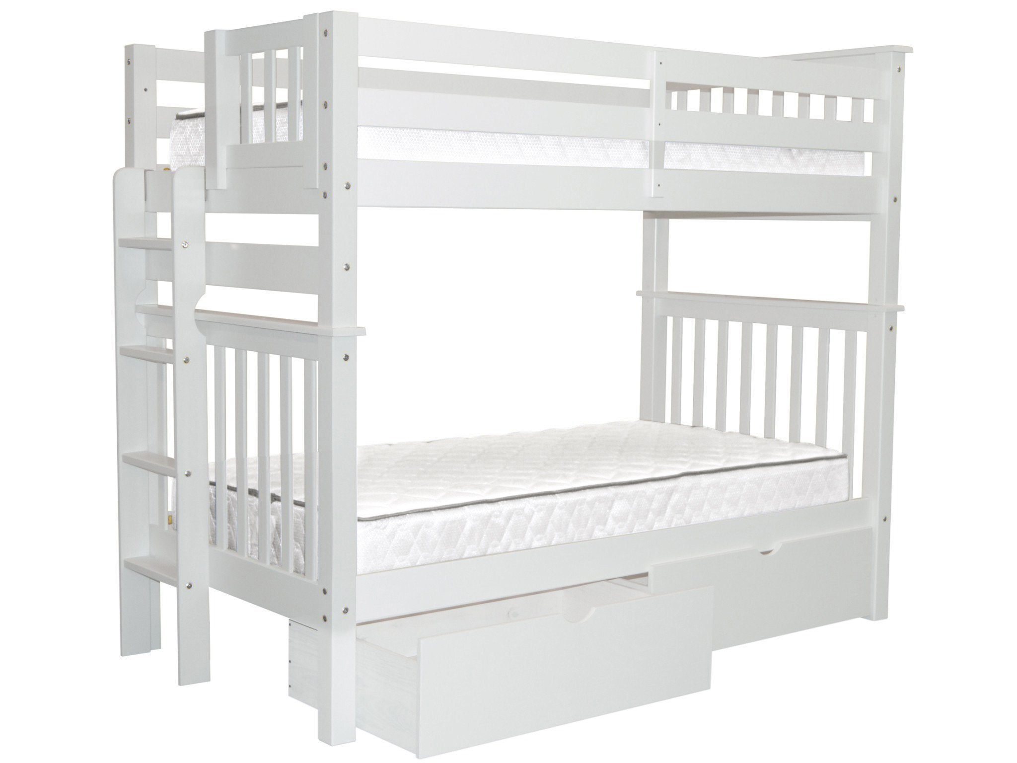 Bedz King Tall Bunk Beds Twin over Twin Mission Style with End Ladder