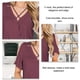 thumbnail image 3 of Mujeres hombro frío Top V cuello campana manga blusa frente Twist Crisscross Top blusa de color puro, 3 of 6