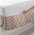 thumbnail image 2 of Floral Bed Skirt, Pattern with Rosehip Branches Herbal Plants Botany Illustration, Elastic Bedskirt Dust Ruffle Wrap Around for Bedding Decor, 4 Sizes, Vermilion Fern Green, by Ambesonne, 2 of 2