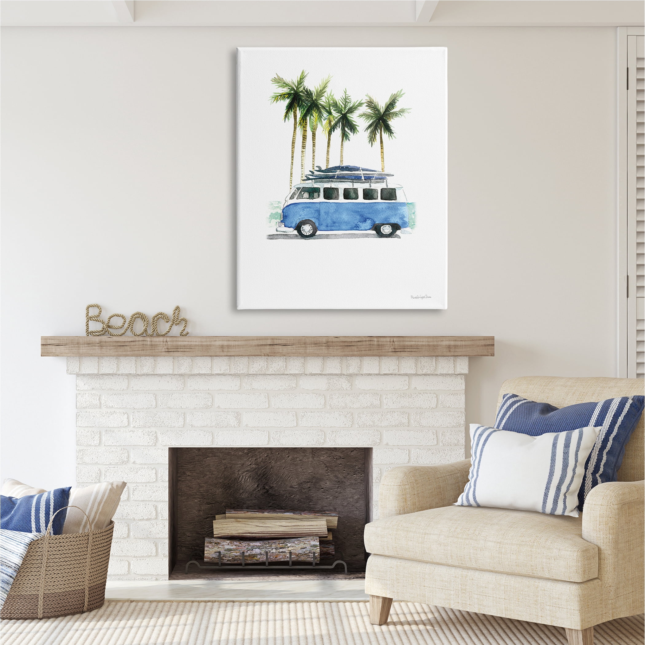 Stupell Industries Summer Minibus Vacation Transportation Painting Gallery Wrapped Canvas Print Wall Art, 36 x 48