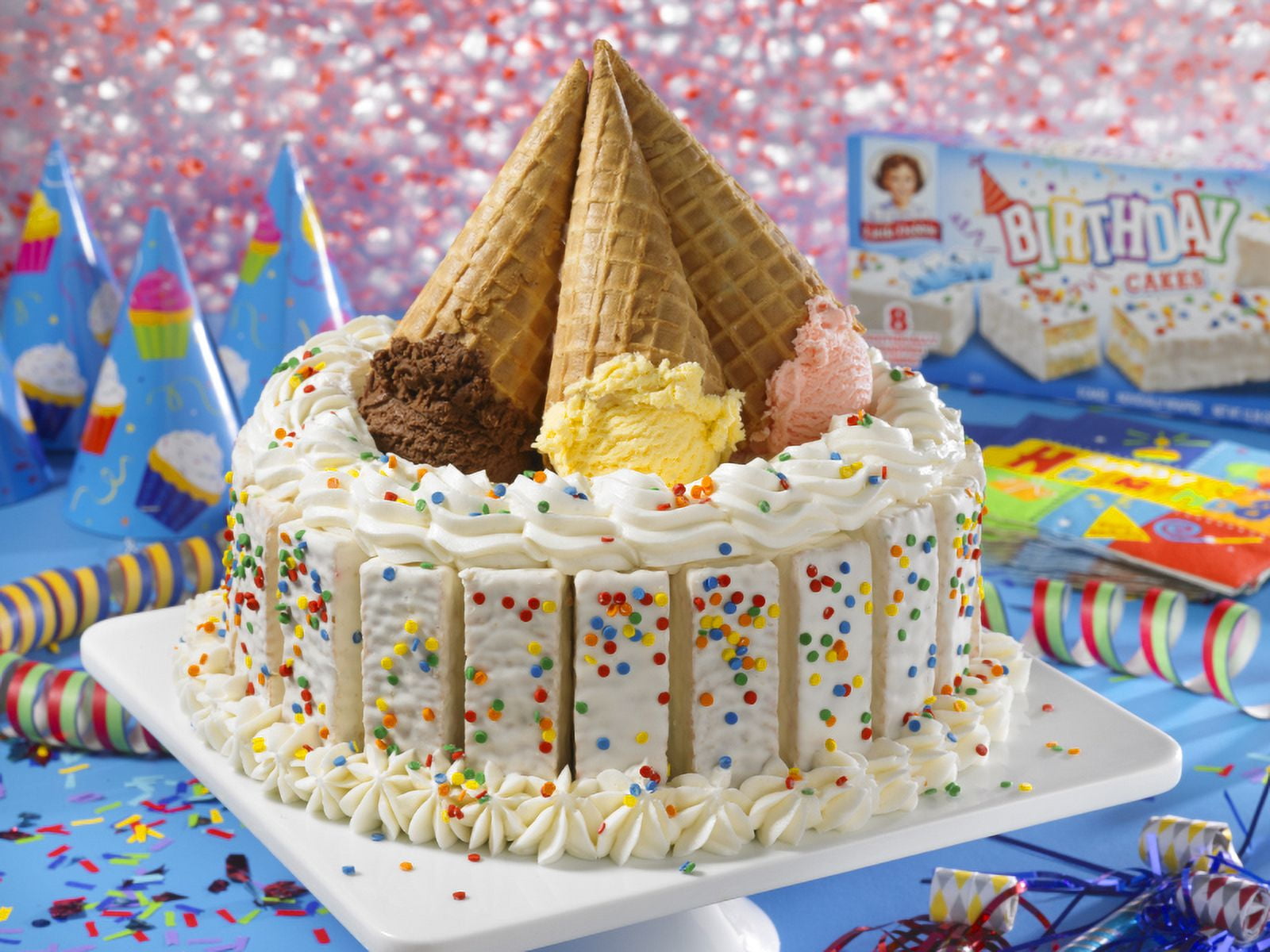 Little Debbie Birthday Cakes, 5 Boxes of 40 Individually Wrapped Cakes with Candy Confetti