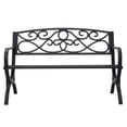 thumbnail image 4 of Abble Outdoor Steel Patio Bench, Cast Iron Scroll Back Garden Bench, 4 of 7