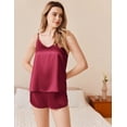 thumbnail image 2 of Ekouaer Silk Pajamas Set for Women Satin Camisole Sleepwear Lingerie V-Neck Cami Top and Shorts Pjs, 2 of 6