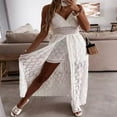 thumbnail image 4 of AMERTEER Combishort Sans Manches à Fleurs pour Femmes, Robe Maxi Fendue pour Fête, Robe d'Été, 4 of 6