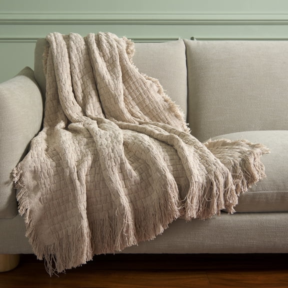 Safavieh Inaya 51" x 67" Contemporary Cotton Throw, Ivory
