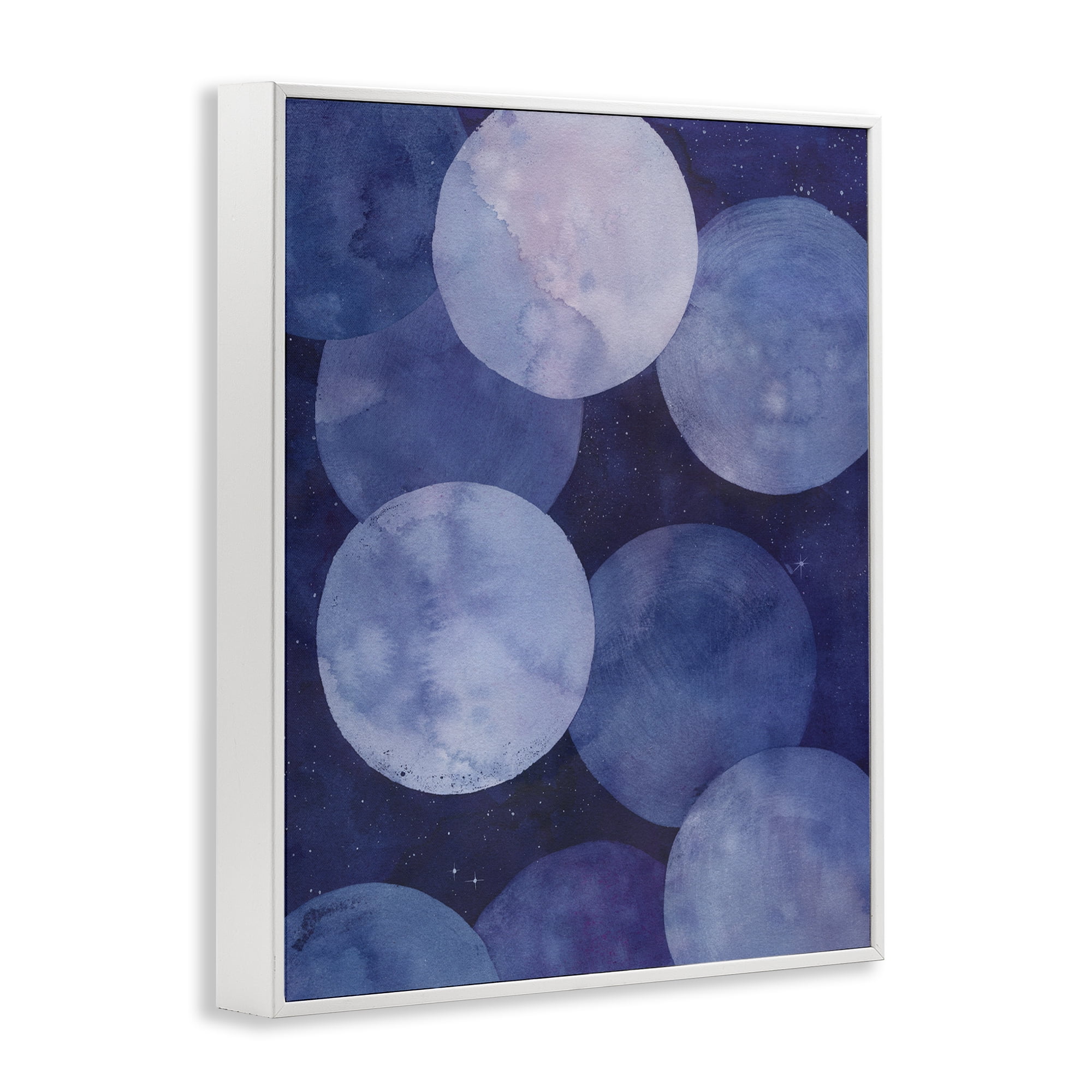 Stupell Industries Purple Circular Shapes Abstract Painting White Framed Art Print Wall Art, 16 x 20
