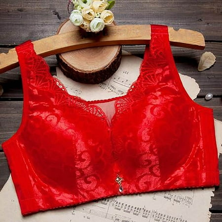 

Paiwinds Savings Clearance Women s Bra Soild Wire Free Underwear One-Piece Bra Everyday Underwear Red