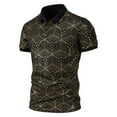 thumbnail image 3 of CEHVOM Fashion Men's Collar Top Stand Collar Print Short Sleeve Button Matching Summer, 3 of 5