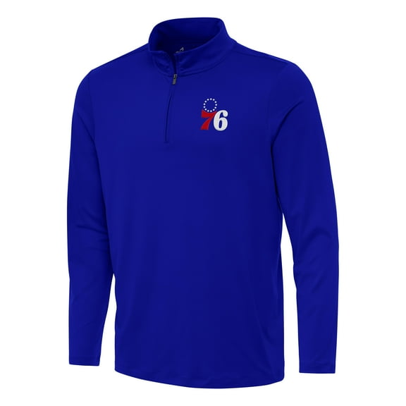 Men's Antigua Royal Philadelphia 76ers Reprocess Quarter-Zip Top