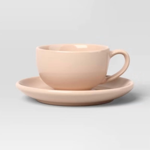 2pc 4.3 fl oz New Modern Coupe Espresso Mug with Saucer Pink - Threshold