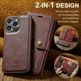 thumbnail image 2 of Dteck Case for iPhone 15 Pro Max Wallet 2 in 1 Magnetic Detachable Folio Flip Leather Case for Men Women,Red, 2 of 6